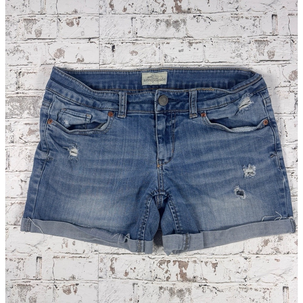 Aeropostale Distressed Denim Cuffed Shorts 5/6